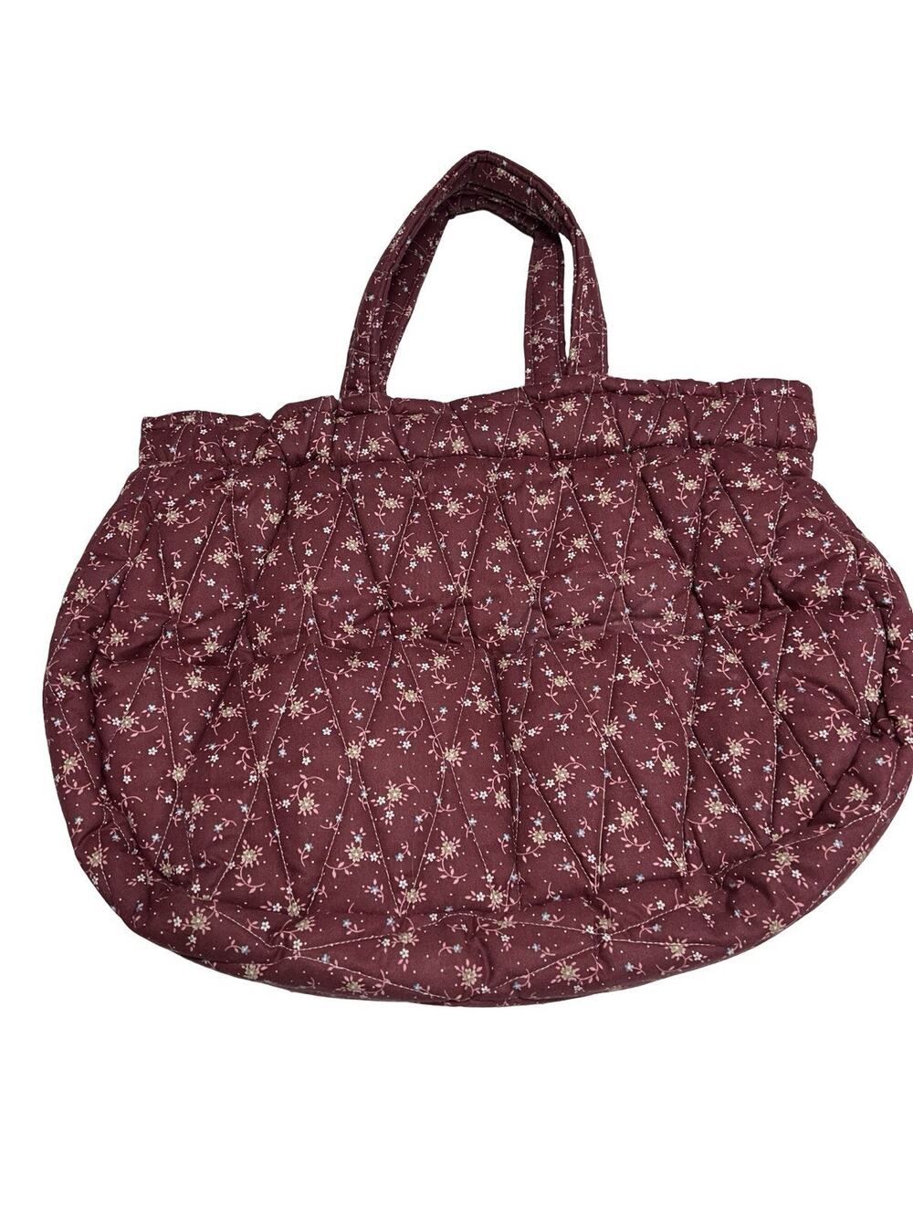 Vintage Ellen Originals Quilted Tote Bag Floral Craft Knitting Project Carry All